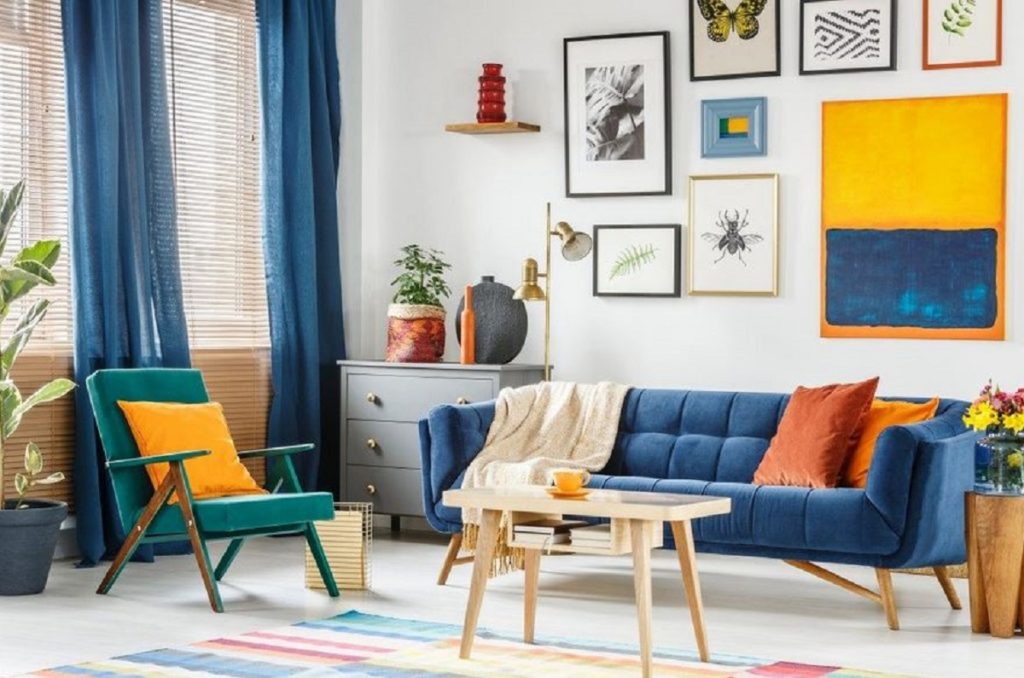 Modern living room with plants