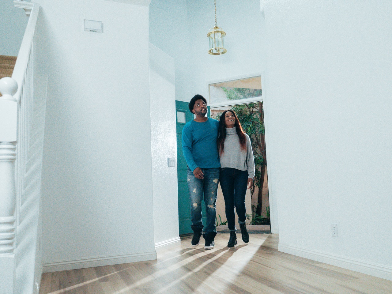 couple checking out a house