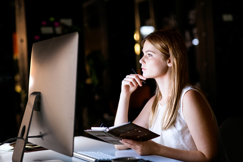 woman working long hours 